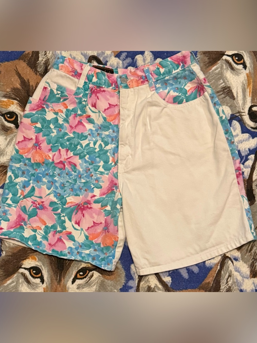 Action West Floral Cotton Shorts - Pink, Teal, White